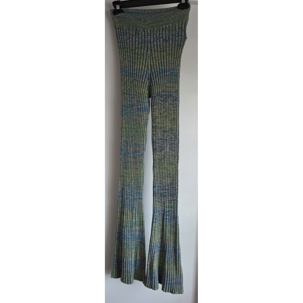 NWT Studio Fantastique Ribbed Pants XS Green Cotton Women Trousers Slacks
